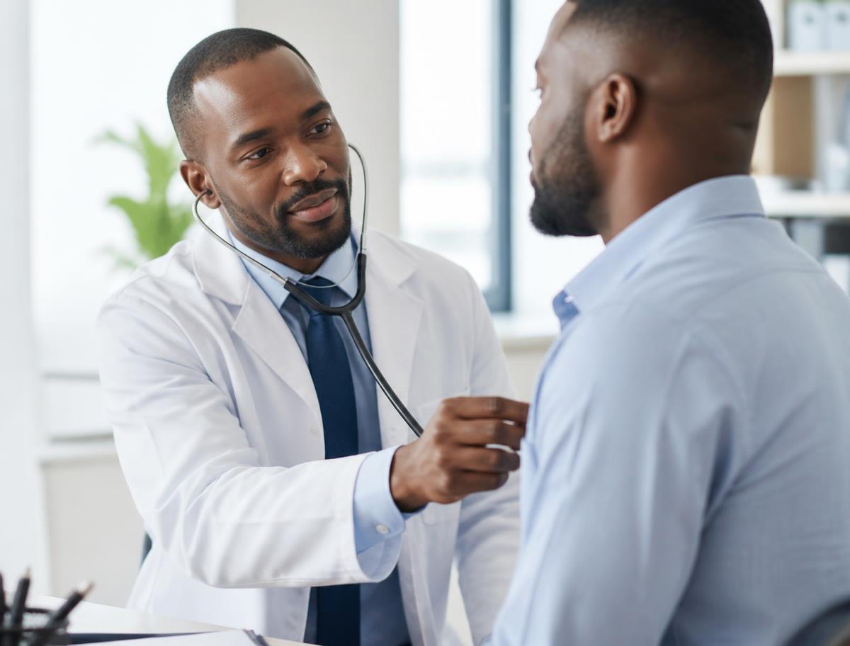 General physician examining a patient with a stethoscope