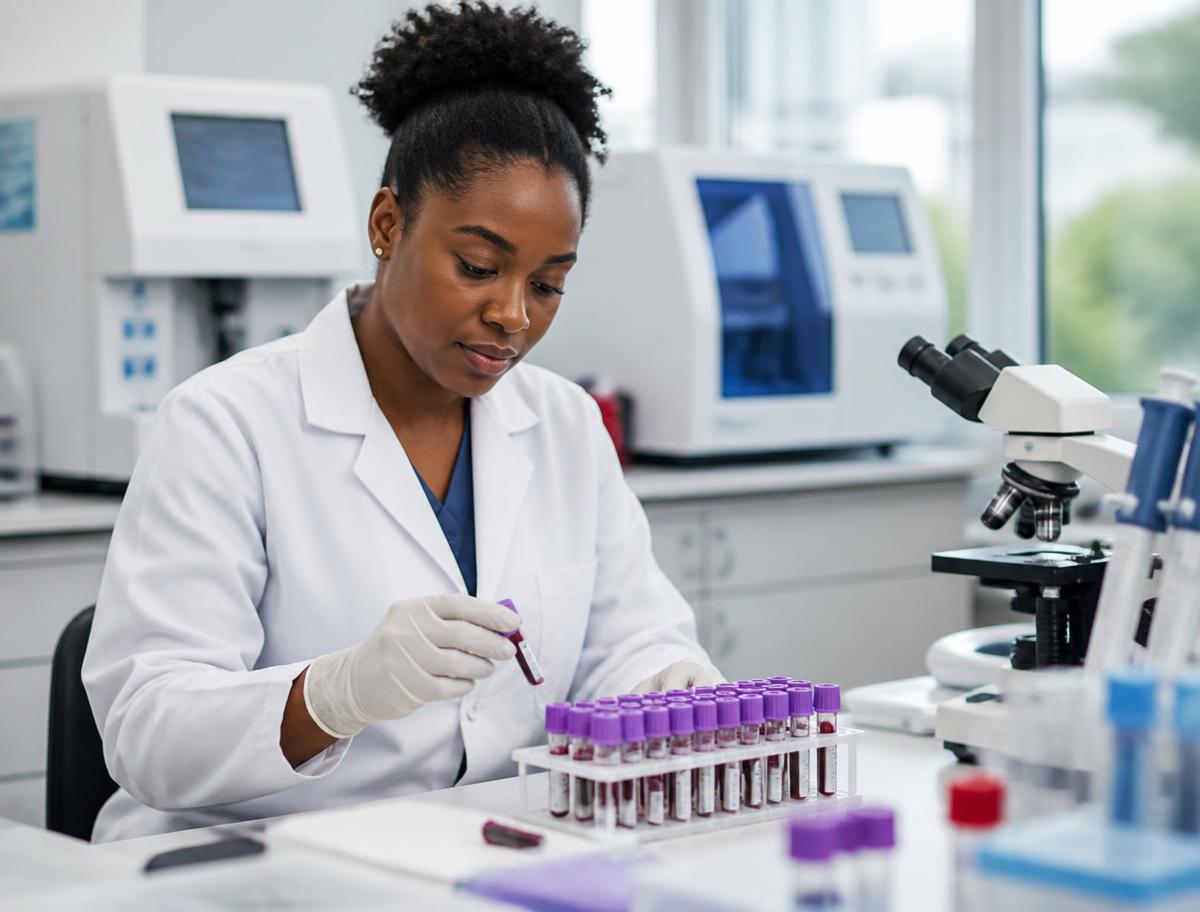 Laboratory scientist testing blood samples